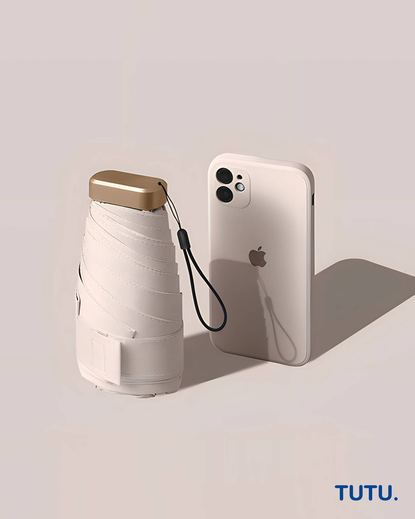 Mini-parapluie de poche « Carte » - Crème