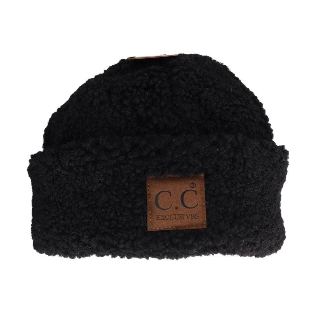 Bonnet C.C à revers en sherpa à doublure duveteuse HAT008