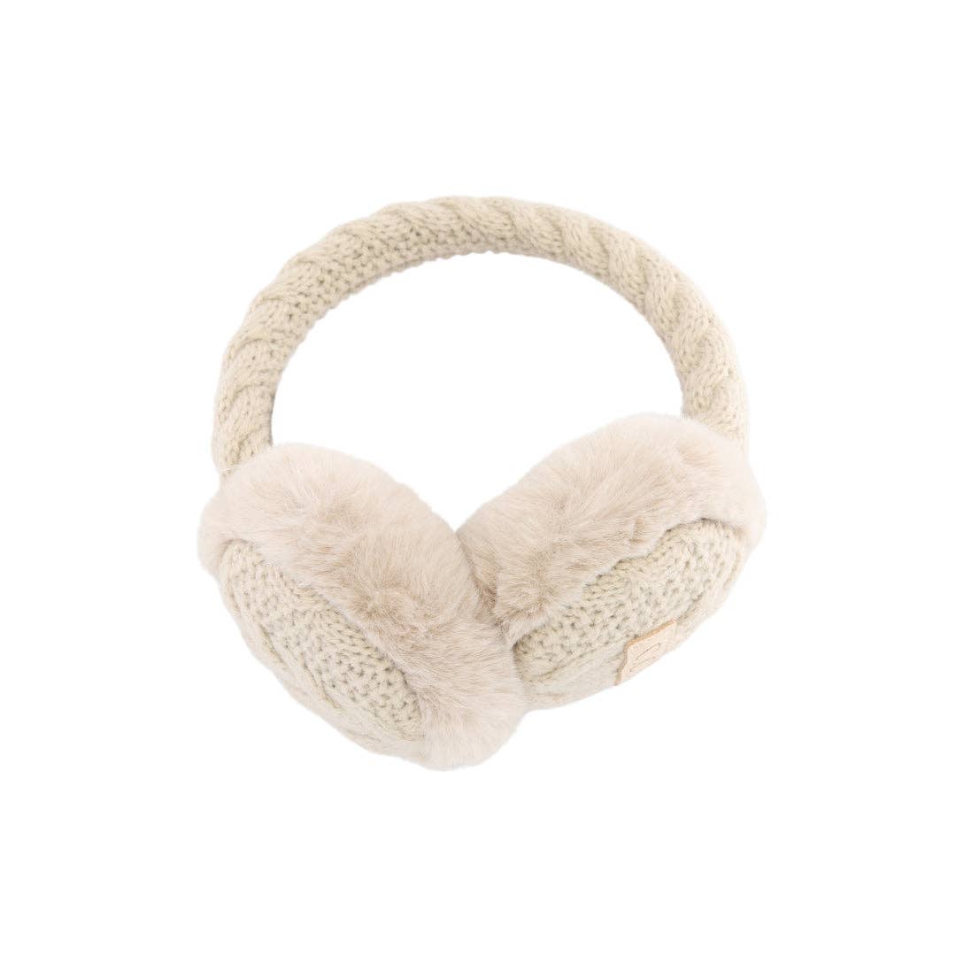 Cache-oreilles en fausse fourrure en tricot torsadé pour enfants KDEMS3661