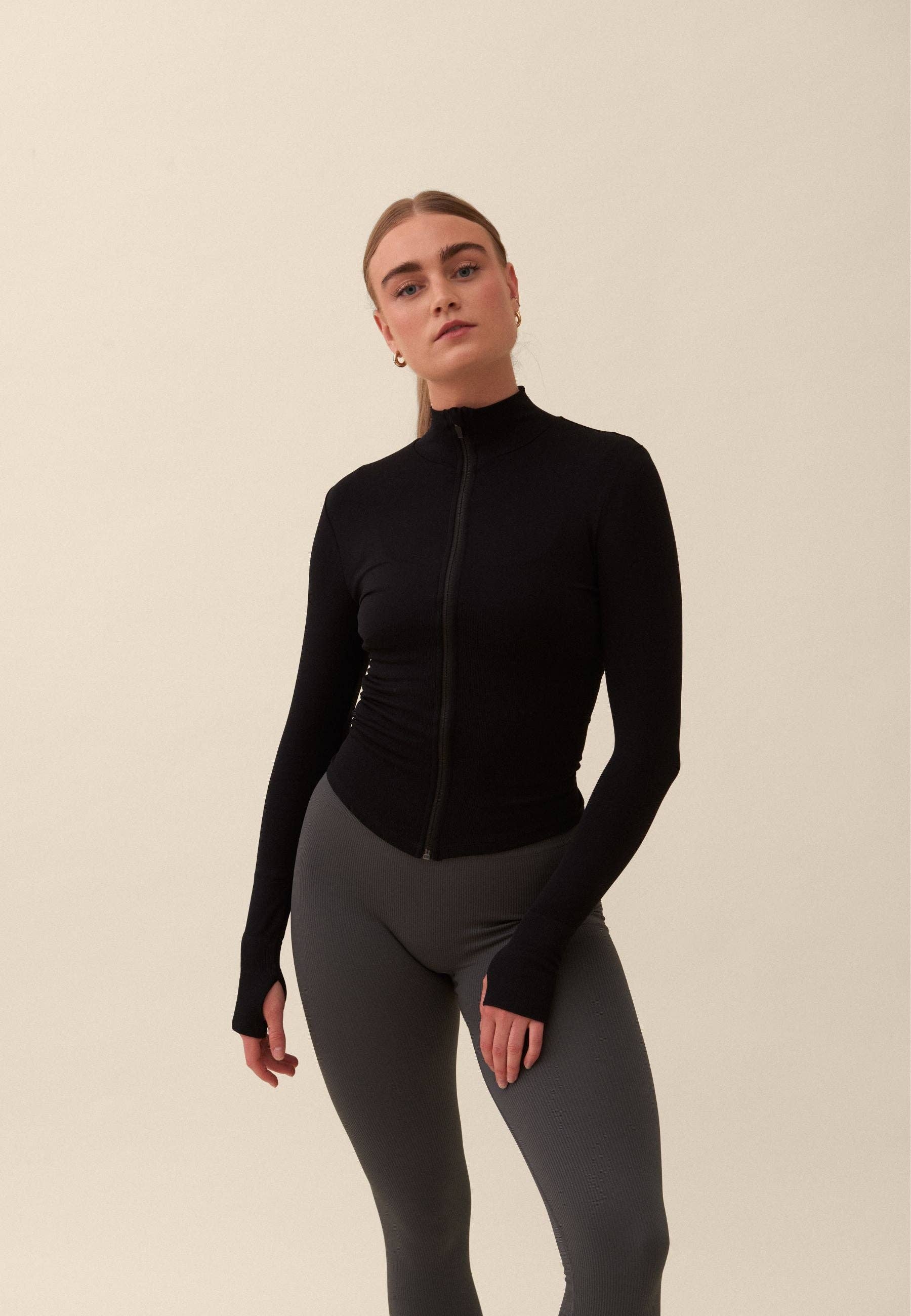 Veste zippée cintrée sans couture - Noire