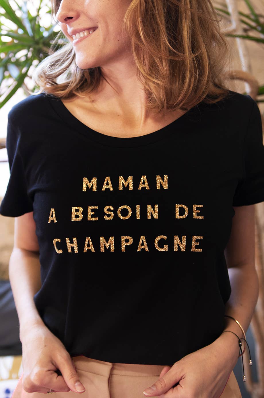 T-shirt Femme - Maman a besoin de champagne - Glitter