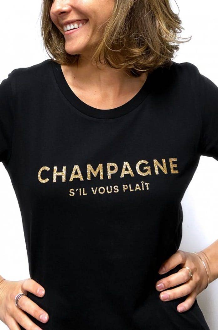 T-Shirt Femme - Champagne S'il vous plaît - Glitter
