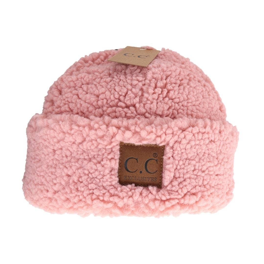 Bonnet C.C à revers en sherpa à doublure duveteuse HAT008