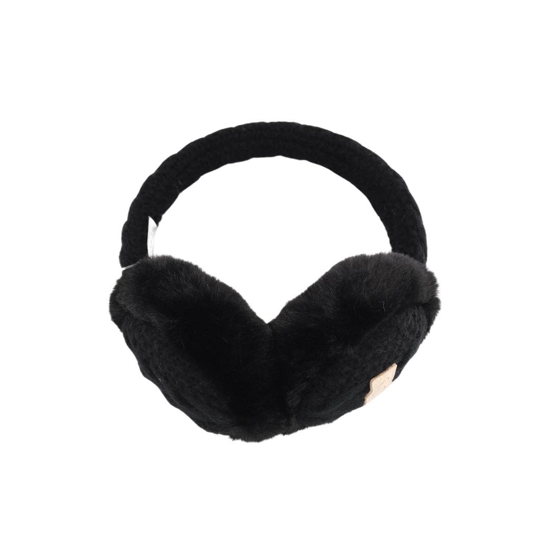 Cache-oreilles en fausse fourrure en tricot torsadé pour enfants KDEMS3661