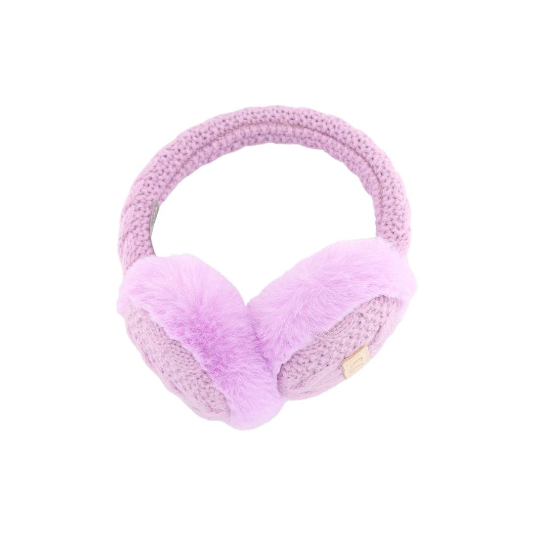 Cache-oreilles en fausse fourrure en tricot torsadé pour enfants KDEMS3661