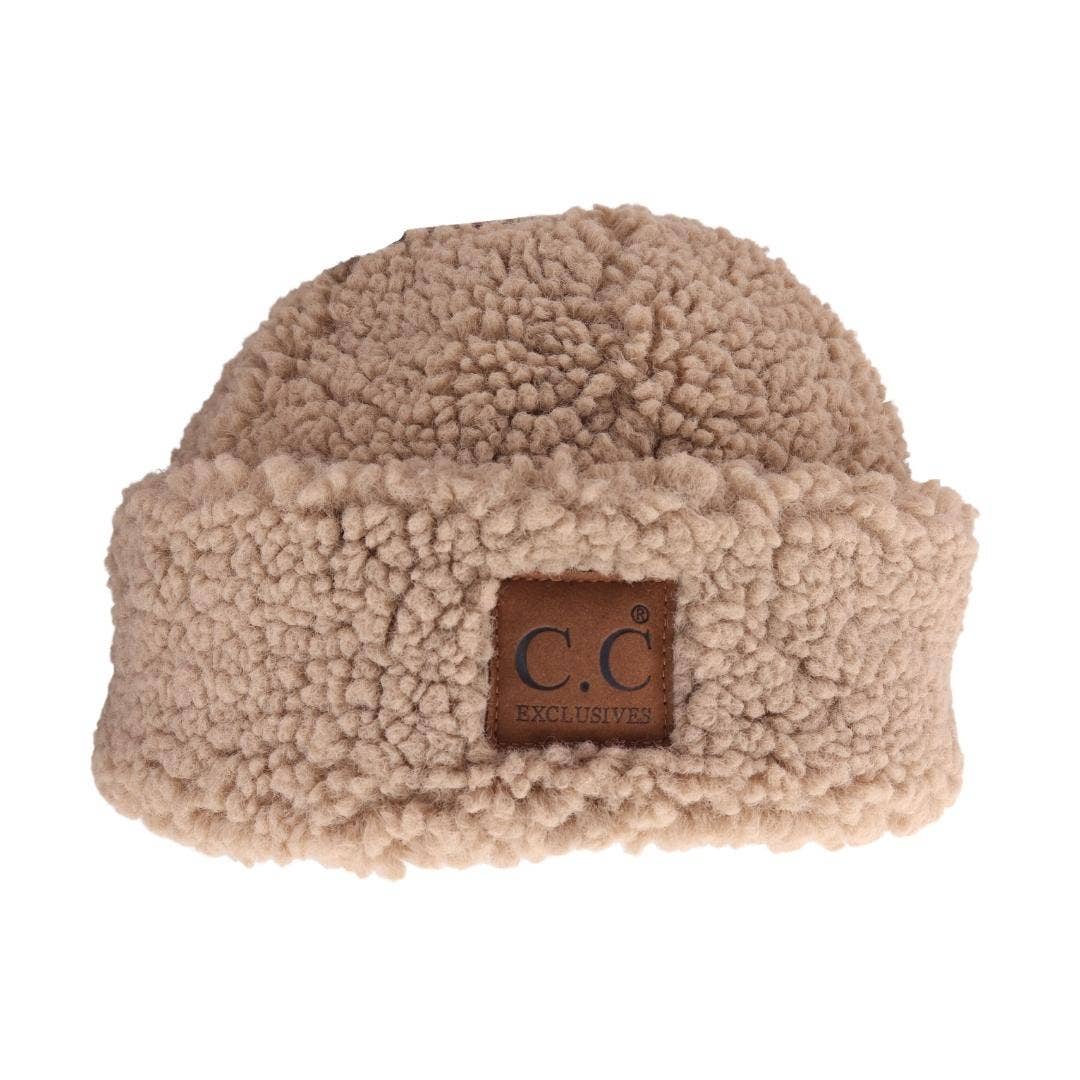 Bonnet C.C à revers en sherpa à doublure duveteuse HAT008