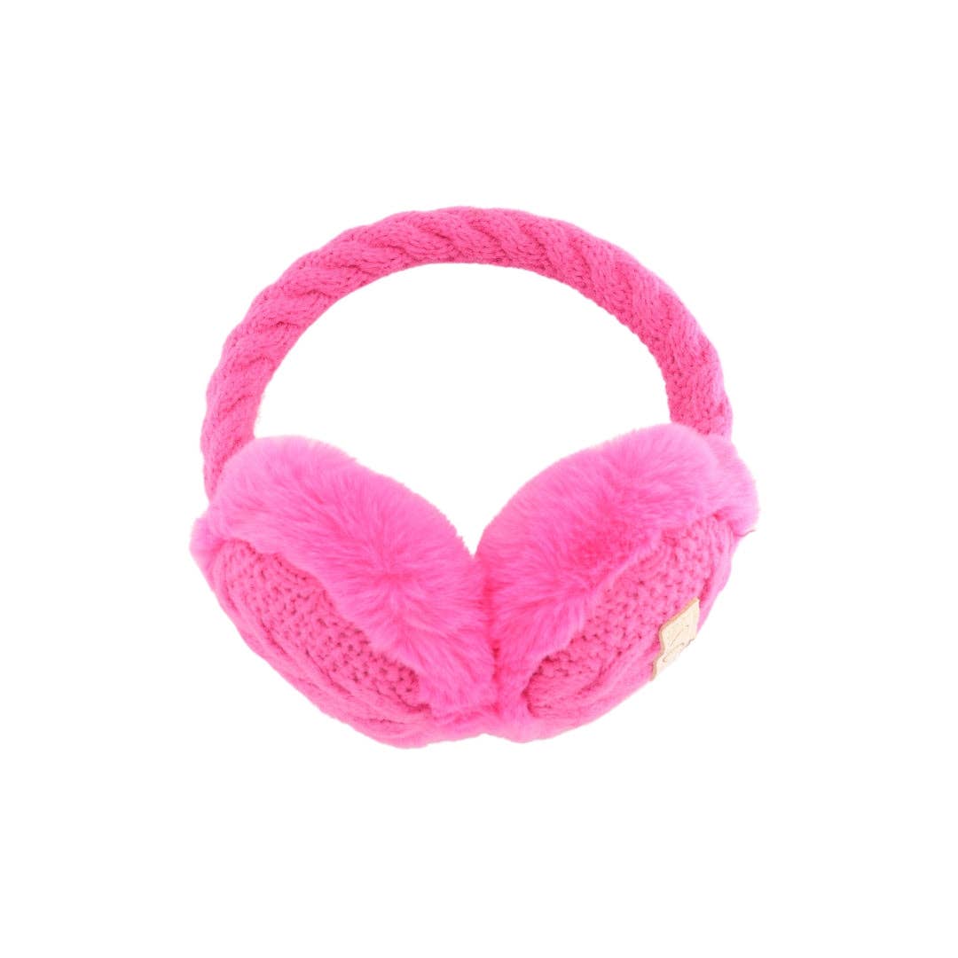 Cache-oreilles en fausse fourrure en tricot torsadé pour enfants KDEMS3661